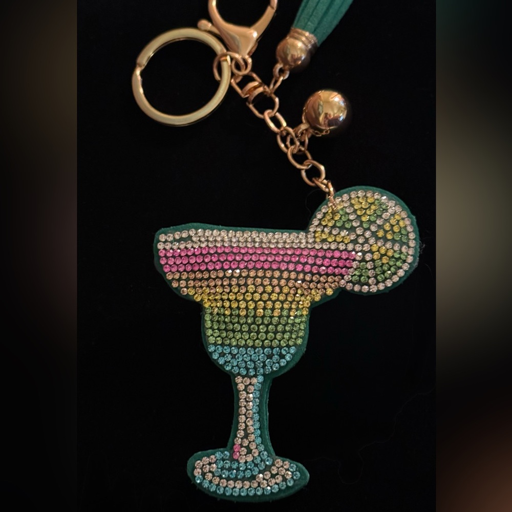 Colorful Cocktail Rhinestone Bag Charm Keyring - Picture 3 of 6